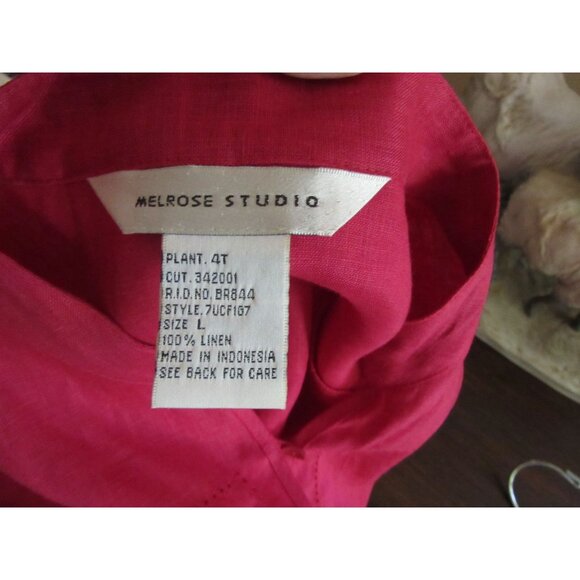 NWT Melrose Studio Spellbound Berry Red Linen Tunic/Jacket Sz L - Picture 8 of 8